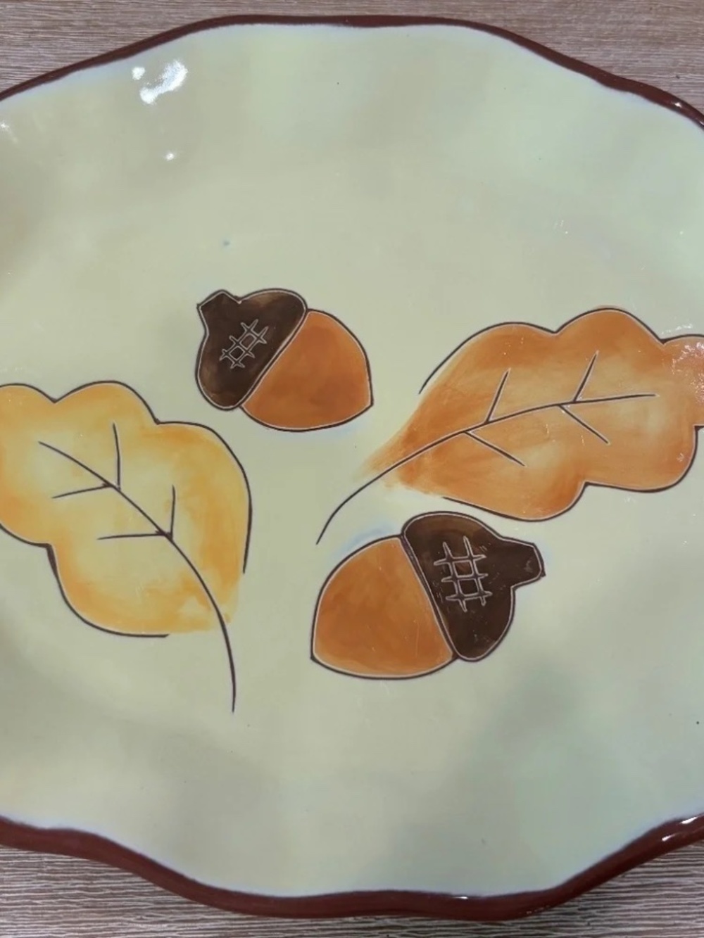 Vintage Y2K Russ Berrie UK Fall Leaves Acorn Serving Platter